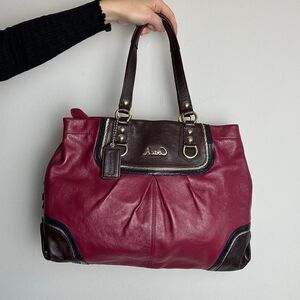 Coach Vintage Y2K Burgundy and Brown Leather Ashley Shoulder Bag